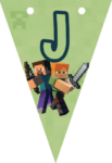 Banderin letra J Minecraft imprimible gratis Banderin letra J Minecraft imprimible gratis