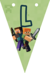 Banderin letra L Minecraft imprimible gratis Banderin letra L Minecraft imprimible gratis