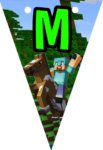 Banderin letra M Minecraft imprimible gratis Banderin letra M Minecraft imprimible gratis