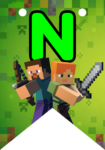 Banderin letra N Minecraft Banderines imprimible gratis Banderin letra N Minecraft Banderines imprimible gratis