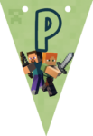 Banderin letra P Minecraft imprimible gratis Banderin letra P Minecraft imprimible gratis