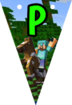 Banderin letra P Minecraft imprimible gratis Banderin letra P Minecraft imprimible gratis