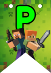 Banderin letra P Minecraft Banderines imprimible gratis Banderin letra P Minecraft Banderines imprimible gratis