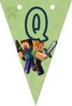 Banderin letra Q Minecraft imprimible gratis Banderin letra Q Minecraft imprimible gratis
