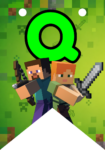 Banderin letra Q Minecraft Banderines imprimible gratis Banderin letra Q Minecraft Banderines imprimible gratis