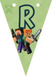 Banderin letra R Minecraft imprimible gratis Banderin letra R Minecraft imprimible gratis