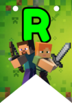 Banderin letra R Minecraft Banderines imprimible gratis Banderin letra R Minecraft Banderines imprimible gratis