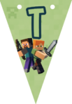 Banderin letra T Minecraft imprimible gratis Banderin letra T Minecraft imprimible gratis