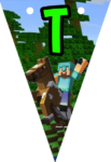 Banderin letra T Minecraft imprimible gratis Banderin letra T Minecraft imprimible gratis