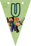 Banderin letra U Minecraft imprimible gratis Banderin letra U Minecraft imprimible gratis