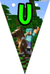 Banderin letra U Minecraft imprimible gratis Banderin letra U Minecraft imprimible gratis