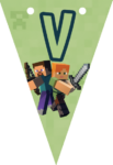 Banderin letra V Minecraft imprimible gratis Banderin letra V Minecraft imprimible gratis