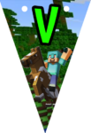 Banderin letra V Minecraft imprimible gratis Banderin letra V Minecraft imprimible gratis