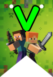 Banderin letra V Minecraft Banderines imprimible gratis Banderin letra V Minecraft Banderines imprimible gratis