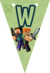 Banderin letra W Minecraft imprimible gratis Banderin letra W Minecraft imprimible gratis