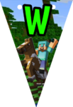 Banderin letra W Minecraft imprimible gratis Banderin letra W Minecraft imprimible gratis
