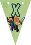 Banderin letra X Minecraft imprimible gratis Banderin letra X Minecraft imprimible gratis