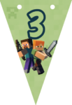 Banderin número 3 Minecraft imprimible gratis Banderin número 3 Minecraft imprimible gratis