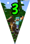 Banderin número 3 Minecraft imprimible gratis Banderin número 3 Minecraft imprimible gratis