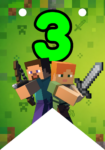 Banderin número 3 Minecraft Banderines imprimible gratis Banderin número 3 Minecraft Banderines imprimible gratis