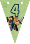 Banderin número 4 Minecraft imprimible gratis Banderin número 4 Minecraft imprimible gratis