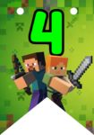 Banderin número 4 Minecraft Banderines imprimible gratis Banderin número 4 Minecraft Banderines imprimible gratis