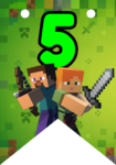 Banderin número 5 Minecraft Banderines imprimible gratis Banderin número 5 Minecraft Banderines imprimible gratis