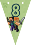 Banderin número 8 Minecraft imprimible gratis Banderin número 8 Minecraft imprimible gratis