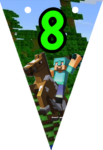 Banderin número 8 Minecraft imprimible gratis Banderin número 8 Minecraft imprimible gratis