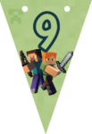 Banderin número 9 Minecraft imprimible gratis Banderin número 9 Minecraft imprimible gratis