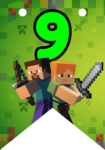 Banderin número 9 Minecraft Banderines imprimible gratis Banderin número 9 Minecraft Banderines imprimible gratis