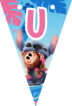 Banderin letra U Stitch imprimible gratis Banderin letra U Stitch imprimible gratis