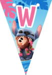 Banderin letra W Stitch imprimible gratis Banderin letra W Stitch imprimible gratis