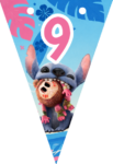 Banderin número 9 Stitch imprimible gratis Banderin número 9 Stitch imprimible gratis