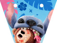 Kit imprimible Banderines gratis Stitch candy bar para cumpleaños temático