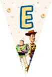 Banderin letra E Toy Story Woody Buzz Lightyear imprimible gratis Banderin letra E Toy Story Woody Buzz Lightyear imprimible gratis