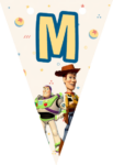 Banderin letra M Toy Story Woody Buzz Lightyear imprimible gratis Banderin letra M Toy Story Woody Buzz Lightyear imprimible gratis