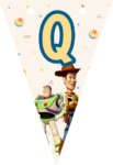 Banderin letra Q Toy Story Woody Buzz Lightyear imprimible gratis Banderin letra Q Toy Story Woody Buzz Lightyear imprimible gratis