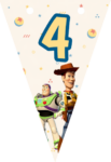 Banderin número 4 Toy Story Woody Buzz Lightyear imprimible gratis Banderin número 4 Toy Story Woody Buzz Lightyear imprimible gratis