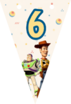 Banderin número 6 Toy Story Woody Buzz Lightyear imprimible gratis Banderin número 6 Toy Story Woody Buzz Lightyear imprimible gratis