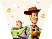Kit imprimible Banderines gratis Toy Story Woody y Buzz Lightyear candy bar cumpleaños