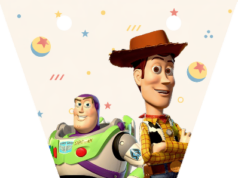 Kit imprimible Banderines gratis Toy Story Woody y Buzz Lightyear candy bar cumpleaños