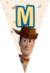 Banderin letra M Woody Toy Story imprimible gratis Banderin letra M Woody Toy Story imprimible gratis