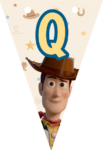 Banderin letra Q Woody Toy Story imprimible gratis Banderin letra Q Woody Toy Story imprimible gratis