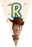 Banderin letra R Woody Toy Story imprimible gratis Banderin letra R Woody Toy Story imprimible gratis