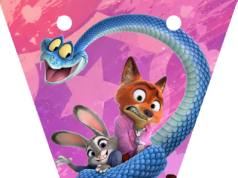 Banderines imprimibles gratis de Zootopia con abecedario completo para guirnaldas personalizadas