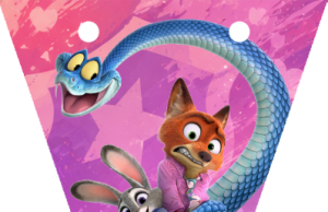 Banderines imprimibles gratis de Zootopia con abecedario completo para guirnaldas personalizadas