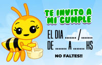 Tarjetita Invitación Abejita Chiquitita Payasito Plim Plim kit imprimible Tarjetita Invitación Abejita Chiquitita Payasito Plim Plim kit imprimible
