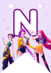 Banderin letra N Las Guerreras Kpop imprimible gratis Banderin letra N Las Guerreras Kpop imprimible gratis