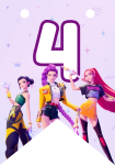 Banderin número 4 Las Guerreras Kpop imprimible gratis Banderin número 4 Las Guerreras Kpop imprimible gratis